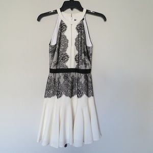 NWT BCBG Max Azria Offwhite w/ Black Lace Dress